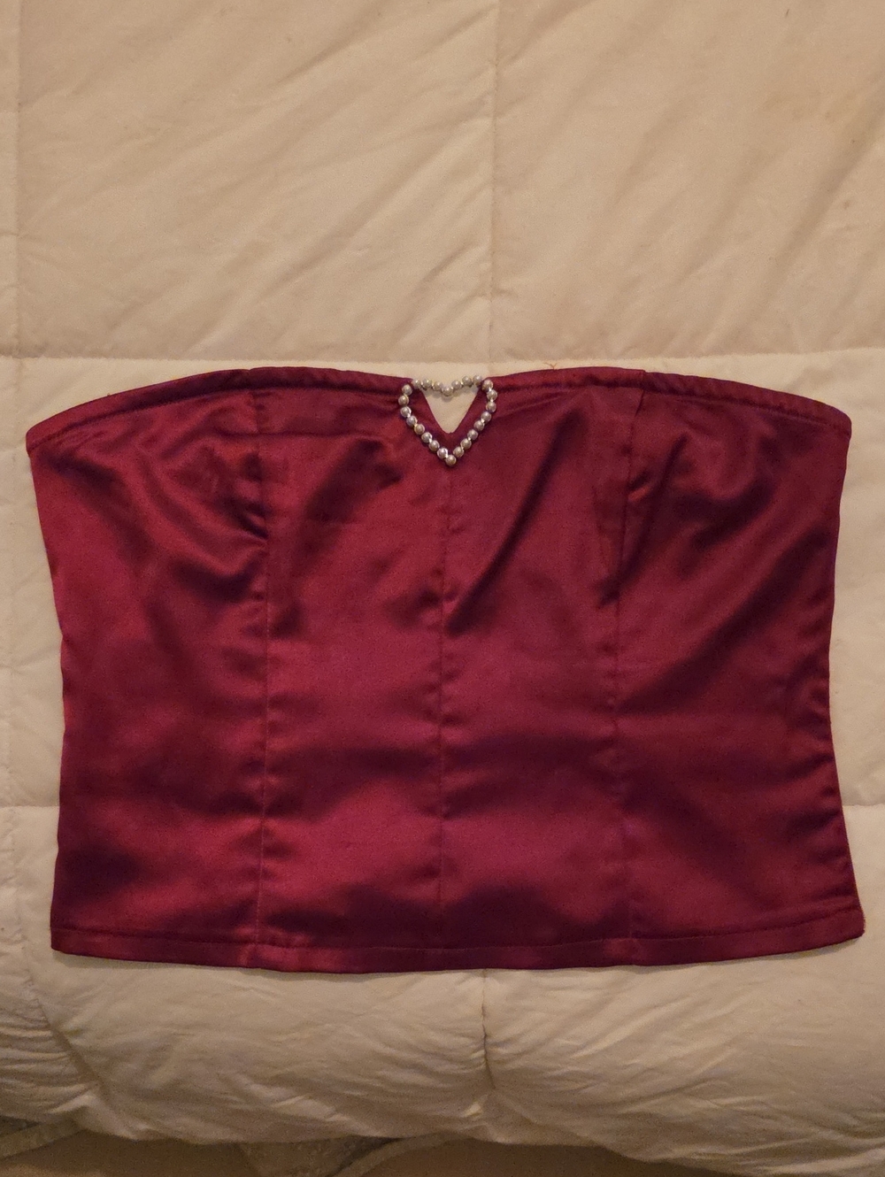 Adorable Burgundy Strapless Top.